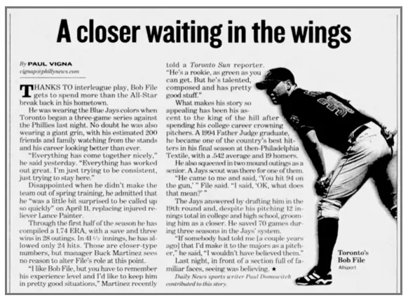 Philadelphia Daily News article about Bob File.